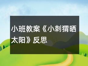 小班教案《小刺猬晒太阳》反思