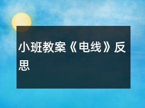 小班教案《电线》反思