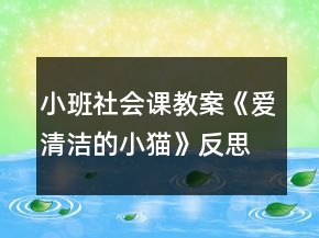 小班社会课教案《爱清洁的小猫》反思