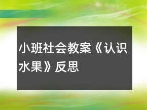 小班社会教案《认识水果》反思