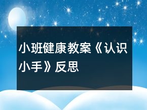 小班健康教案《认识小手》反思