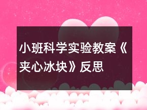 小班科学实验教案《夹心冰块》反思