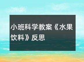 小班科学教案《水果饮料》反思