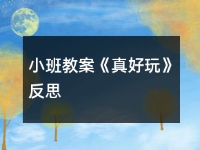 小班教案《真好玩》反思
