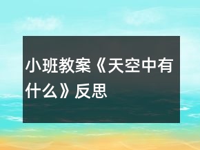 小班教案《天空中有什么》反思