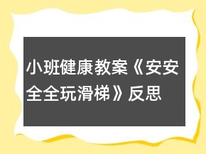 小班健康教案《安安全全玩滑梯》反思