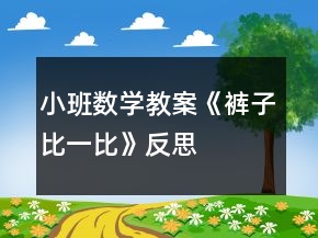 小班数学教案《裤子比一比》反思