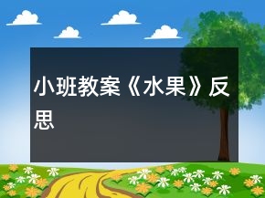 小班教案《水果》反思