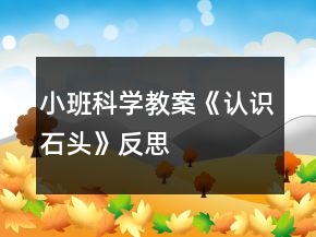 小班科学教案《认识石头》反思