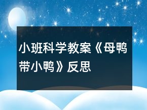 小班科学教案《母鸭带小鸭》反思