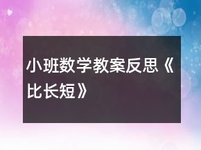 小班数学教案反思《比长短》