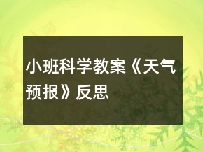 小班科学教案《天气预报》反思
