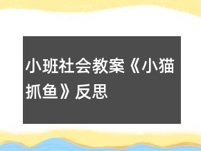 小班社会教案《小猫抓鱼》反思