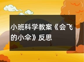 小班科学教案《会飞的小伞》反思