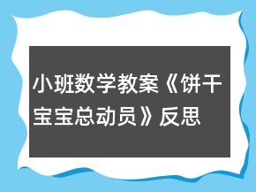 小班数学教案《饼干宝宝总动员》反思