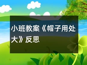 小班教案《帽子用处大》反思