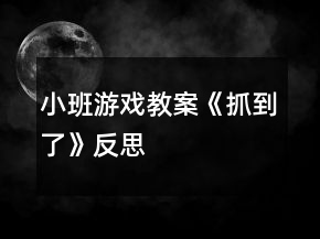 小班游戏教案《抓到了》反思