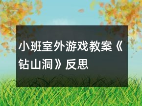 小班室外游戏教案《钻山洞》反思