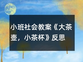 小班社会教案《大茶壶，小茶杯》反思