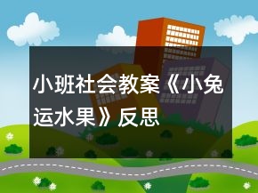 小班社会教案《小兔运水果》反思