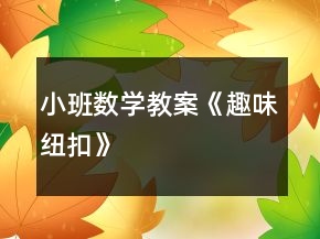 小班数学教案《趣味纽扣》