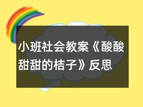 小班社会教案《酸酸甜甜的桔子》反思