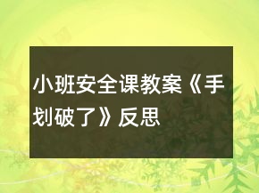 小班安全课教案《手划破了》反思