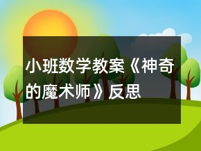 小班数学教案《神奇的魔术师》反思