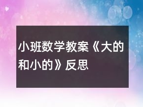 小班数学教案《大的和小的》反思