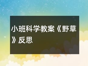 小班科学教案《野草》反思