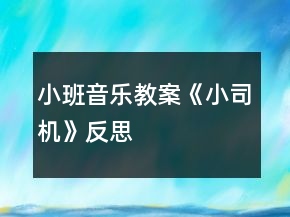 小班音乐教案《小司机》反思