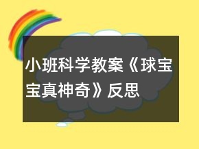 小班科学教案《球宝宝真神奇》反思