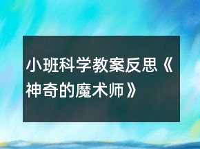 小班科学教案反思《神奇的魔术师》