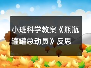 小班科学教案《瓶瓶罐罐总动员》反思