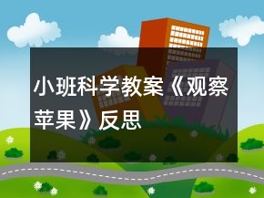 小班科学教案《观察苹果》反思