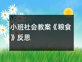小班社会教案《粮食》反思