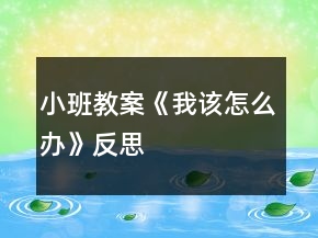 小班教案《我该怎么办》反思