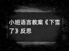 小班语言教案《下雪了》反思