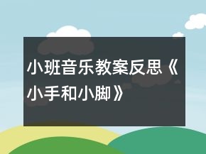 小班音乐教案反思《小手和小脚》