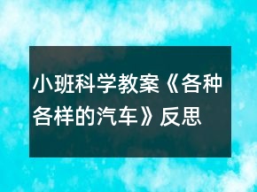 小班科学教案《各种各样的汽车》反思