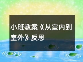 小班教案《从室内到室外》反思
