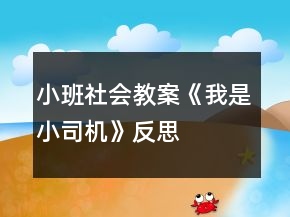 小班社会教案《我是小司机》反思