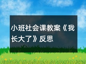 小班社会课教案《我长大了》反思