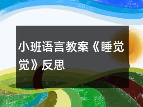 小班语言教案《睡觉觉》反思