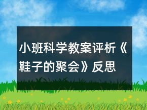 小班科学教案评析《鞋子的聚会》反思