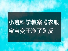 小班科学教案《衣服宝宝变干净了》反思