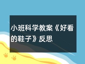 小班科学教案《好看的鞋子》反思