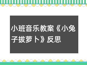 小班音乐教案《小兔子拔萝卜》反思
