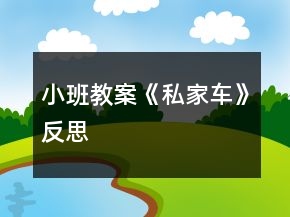 小班教案《私家车》反思