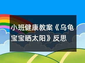 小班健康教案《乌龟宝宝晒太阳》反思